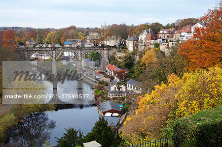 Viaduct over the River Nidd at Knaresborough, in autumn, North Yorkshire, Yorkshire, England, United Kingdom, Europe