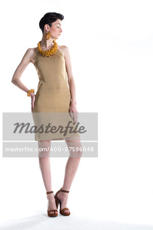 Portrait of Young Woman wearing Modern Jewellery, Studio Shot Portrait of Young Woman wearing Modern Jewellery, Studio Shot