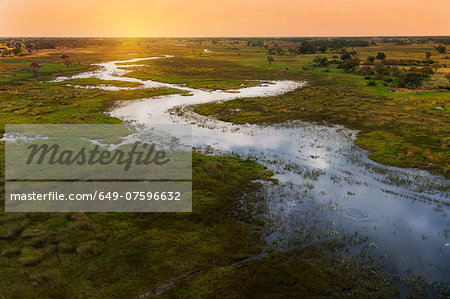 Sunset on Okavango Delta, Chobe National Park, Botswana, Africa