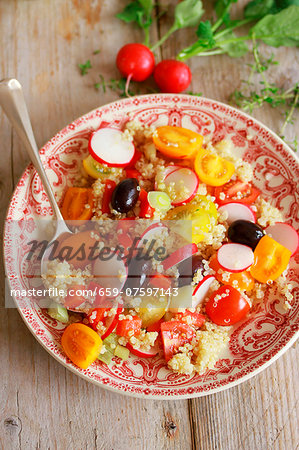 Quinoa salad with radishes and cherry tomatoes