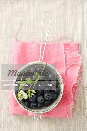 Blueberries in a sieve