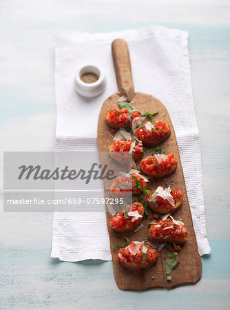 Bruschetta with tomato and parmesan