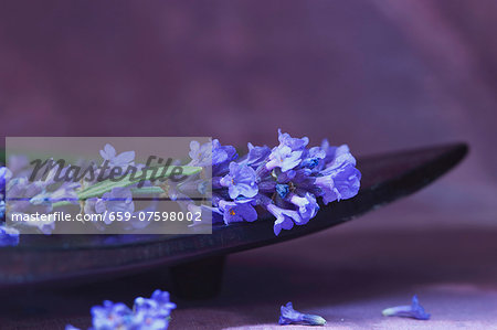 Lavender in a wooden bowl