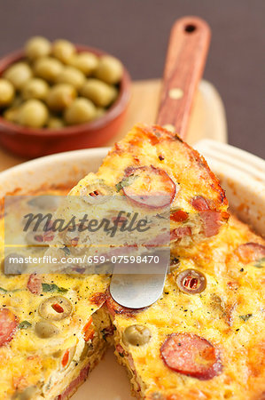 Frittata with sausage and olives