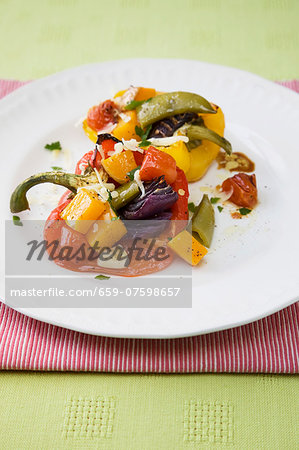 Baked peppers with garlic