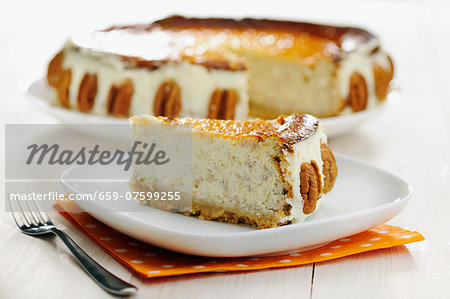 Southern Pecan Cheese Cake, selective focus