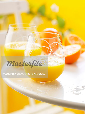 Glasses of freshly squeezed orange juice