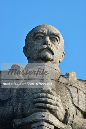 Close-up of Bismark Monument with blue sky, Hamburg, Germany