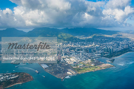 Aerial of Honolulu, Oahu, Hawaii, United States of America, Pacific