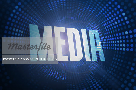 Media against futuristic dotted blue and black background