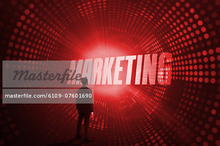 Marketing against red pixel spiral