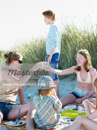 Family having picnic, Skane, Sweden