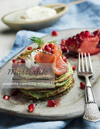 Pancakes with salmon, Sweden Pancakes with salmon, Sweden