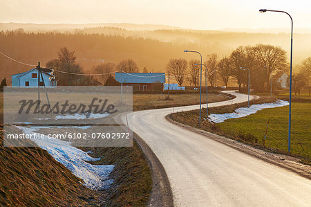 Country road at dawn, Vastergotland, Sweden