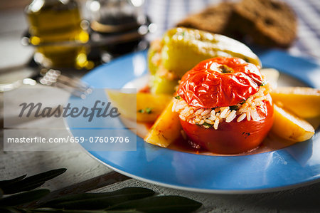 Gemista (tomatoes and peppers stuffed with rice, Greece) Gemista (tomatoes and peppers stuffed with rice, Greece)