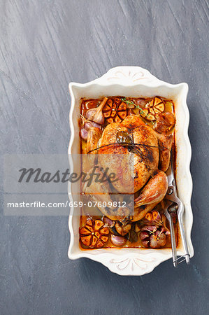 Roast chicken with garlic