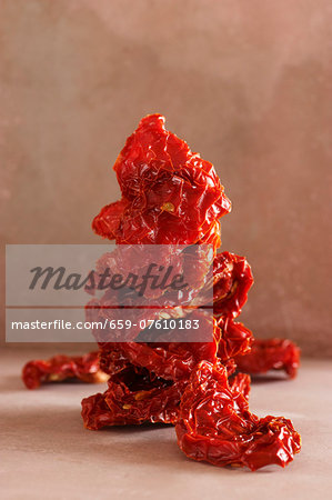 A stack of dried tomatoes