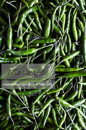 Green Chili Peppers at Market