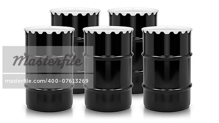 Oil and Petroleum Barrels on white isolated background.
