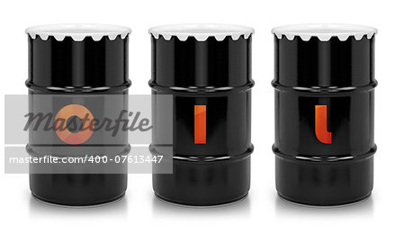 Oil and Petroleum Barrels on white isolated background.  (with clipping work path)