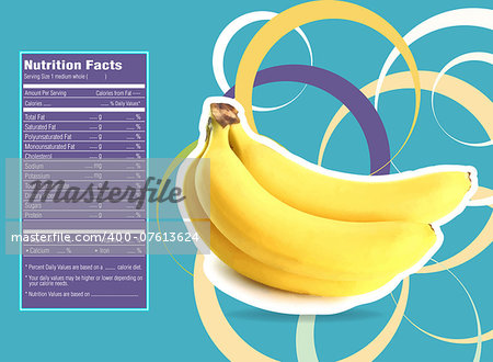 Creative Design for Banana with Nutrition facts label.