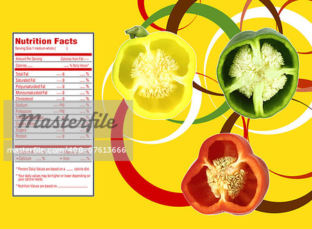 Creative Design for fruit and vegetables with Nutrition facts label.