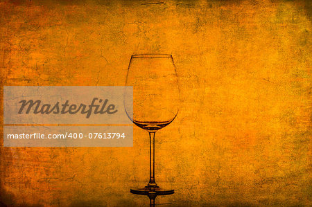 Empty wine glass on nice rusty old vintage texture