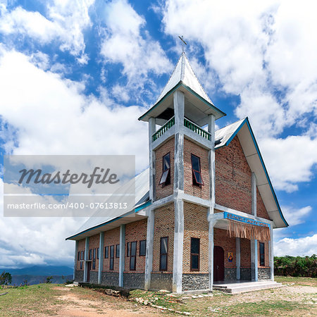 Christian Church in Samosir Island. Lake Toba, North Sumatra, Indonesia.