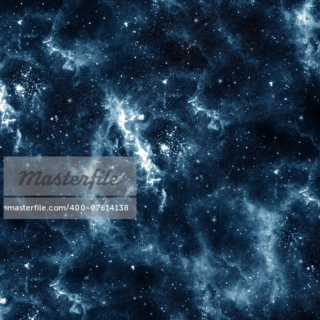 Starry night sky. Galaxy as a nebula. Blue colorization.