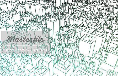 Modern Architecture Mesh City Wireframe Lines Basic