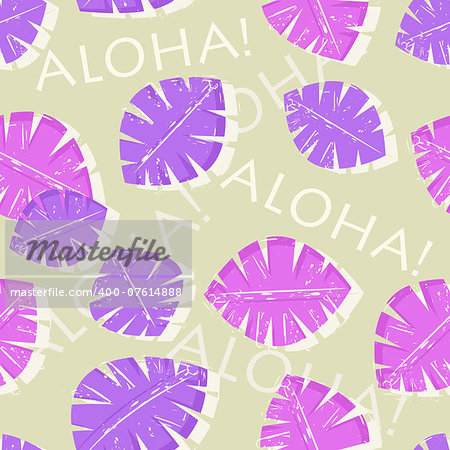 Aloha Hawaiian Purple Leaf Seamless Pattern