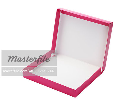 Open Pink Paper Box On White Background