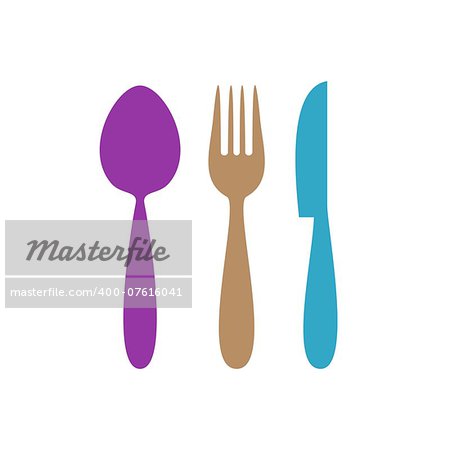 Colorful restaurant menu icon with cutlery isolated