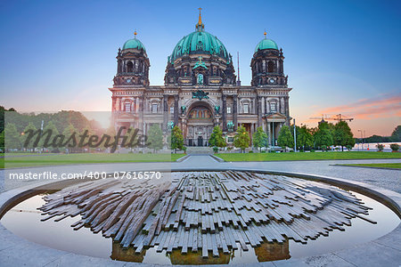 Image of the Berlin Cathedral during sunrise.