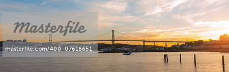 Panorama of Angus L. Macdonald Bridge that connects Halifax to Dartmouth (Nova Scotia, Canada)