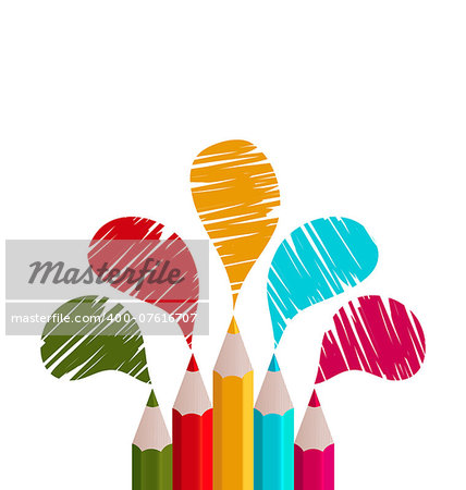 Illustration rainbow of pencils isolated on white background - vector