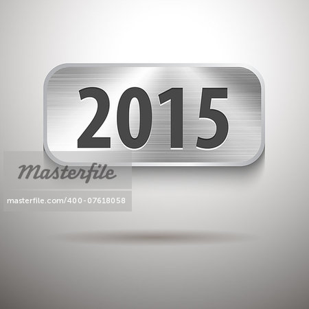 Calendar 2015 digits on brushed metal tablet. Vector illustration