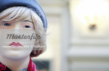 Female mannequin closeup portrait with free space for text