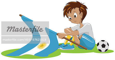 Sad Argentina soccer fan. Illustration in vector format