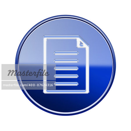 Document icon glossy blue, isolated on white background