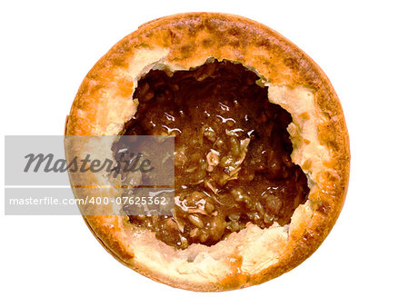 close up of english meat pie isolated