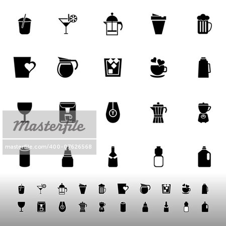 Variety drink icons on white background, stock vector