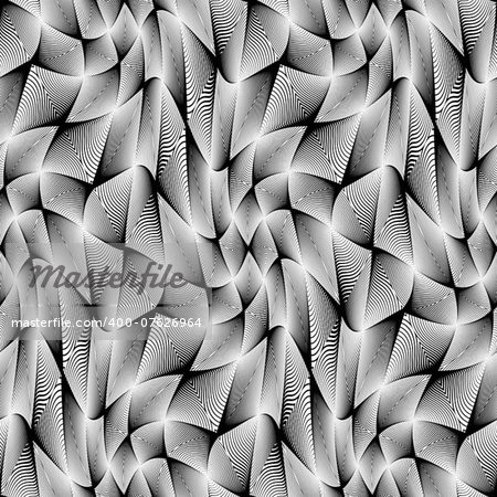Design seamless monochrome grid geometric pattern. Abstract warped textured background. Vector art. No gradient