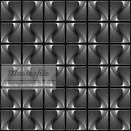 Design seamless decorative geometric pattern. Abstract monochrome waving lines background. Speckled texture. Vector art