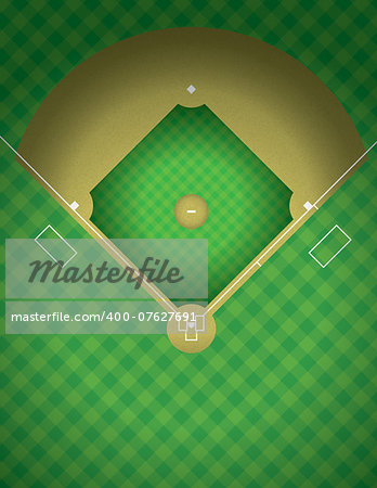An arial view of a baseball field illustration. Vector EPS 10 available. EPS contains transparencies.