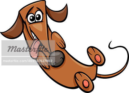 Cartoon Illustration of Cute Happy Dog