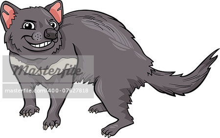 Cartoon Illustration of Funny Tasmanian Devil Marsupial Animal