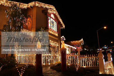 Decorated house with Christmas lights in San Francisco