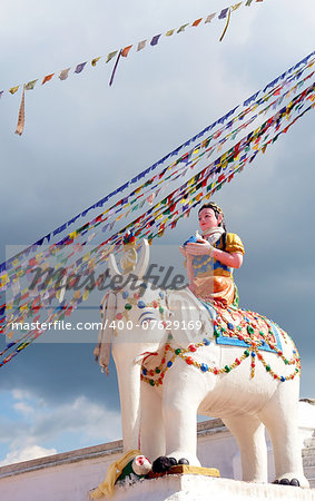 Buddhist statue in bodhnath stupa, kathmandu