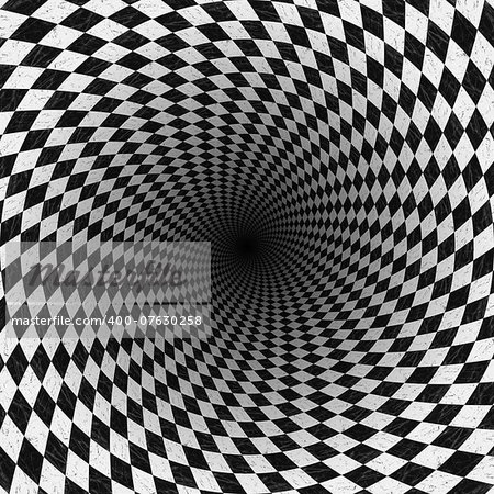 Abstract black and white chess background with perspective effect.